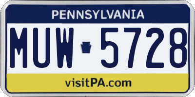 PA license plate MUW5728
