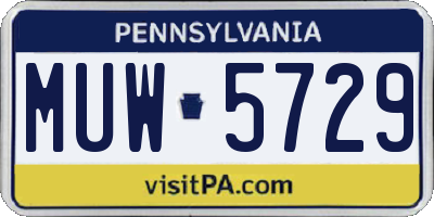 PA license plate MUW5729