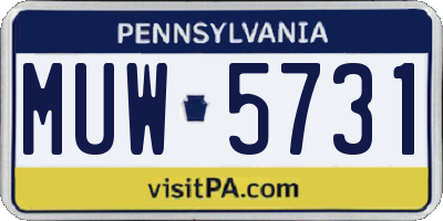 PA license plate MUW5731