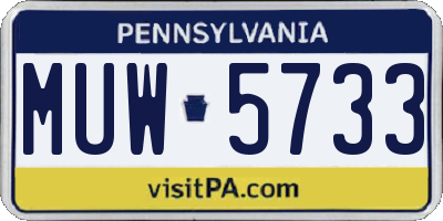 PA license plate MUW5733