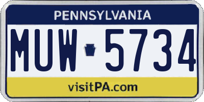 PA license plate MUW5734
