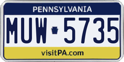 PA license plate MUW5735