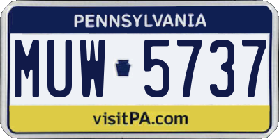 PA license plate MUW5737