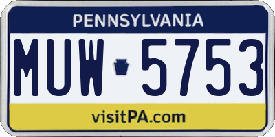 PA license plate MUW5753