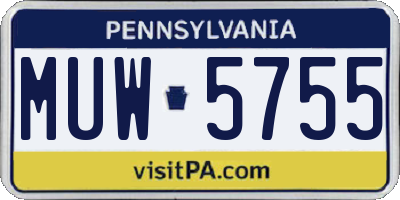 PA license plate MUW5755