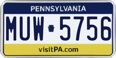 PA license plate MUW5756