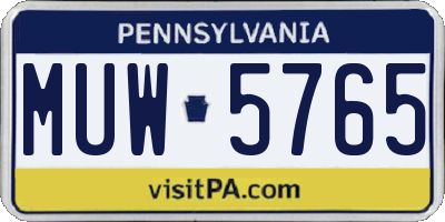 PA license plate MUW5765
