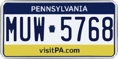 PA license plate MUW5768