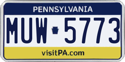 PA license plate MUW5773