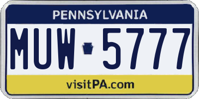 PA license plate MUW5777