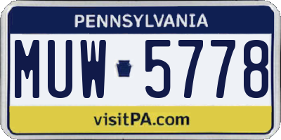 PA license plate MUW5778