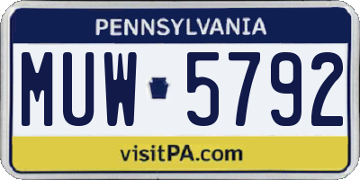 PA license plate MUW5792