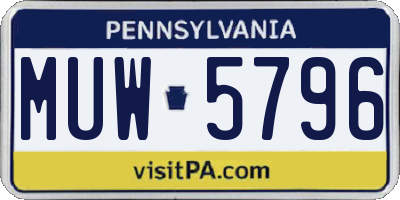 PA license plate MUW5796