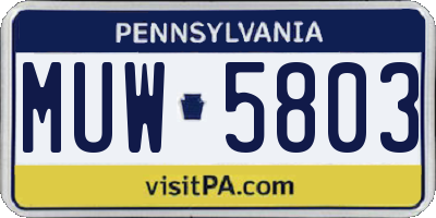 PA license plate MUW5803