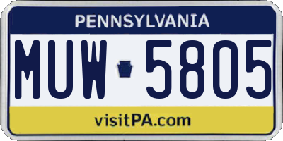 PA license plate MUW5805