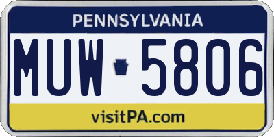 PA license plate MUW5806