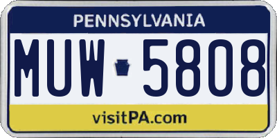 PA license plate MUW5808