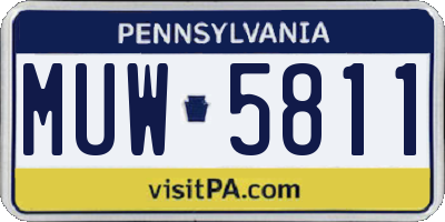 PA license plate MUW5811