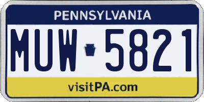 PA license plate MUW5821