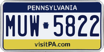 PA license plate MUW5822