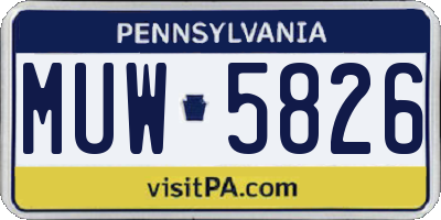 PA license plate MUW5826
