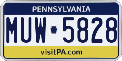 PA license plate MUW5828