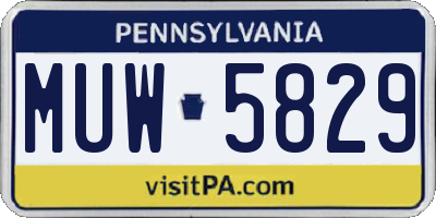 PA license plate MUW5829