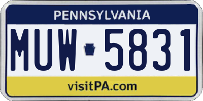 PA license plate MUW5831