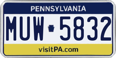 PA license plate MUW5832