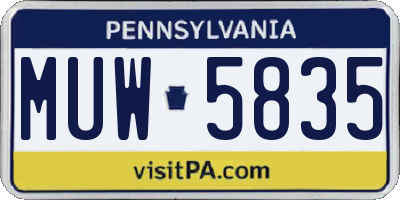 PA license plate MUW5835
