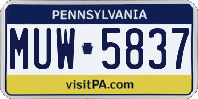 PA license plate MUW5837