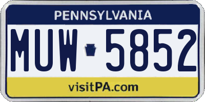 PA license plate MUW5852