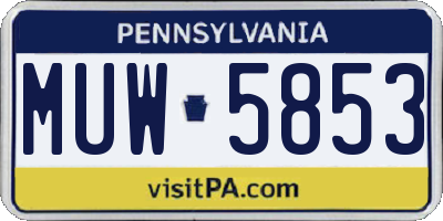 PA license plate MUW5853