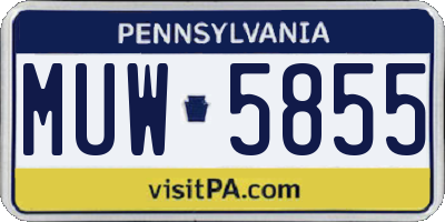 PA license plate MUW5855