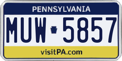 PA license plate MUW5857