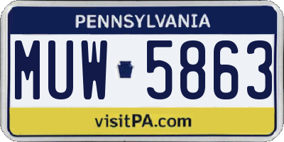 PA license plate MUW5863