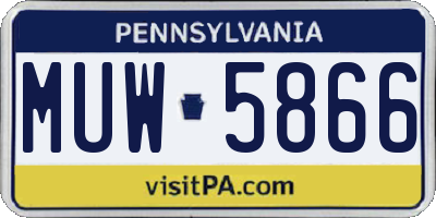 PA license plate MUW5866