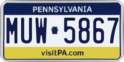 PA license plate MUW5867