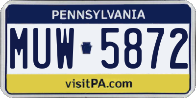 PA license plate MUW5872