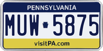 PA license plate MUW5875