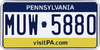 PA license plate MUW5880