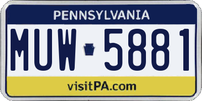 PA license plate MUW5881