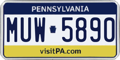 PA license plate MUW5890
