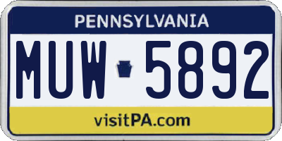 PA license plate MUW5892
