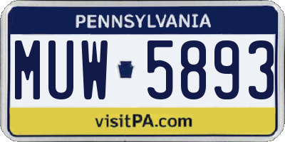 PA license plate MUW5893
