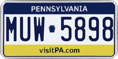 PA license plate MUW5898