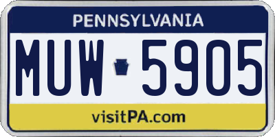 PA license plate MUW5905
