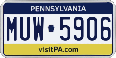 PA license plate MUW5906