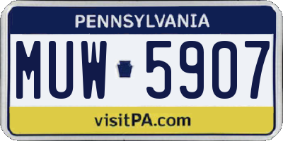 PA license plate MUW5907