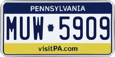 PA license plate MUW5909
